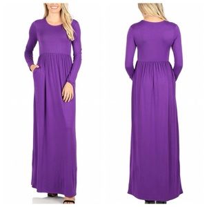 NEW Chic Long sleeve purple maxi dress with pockets